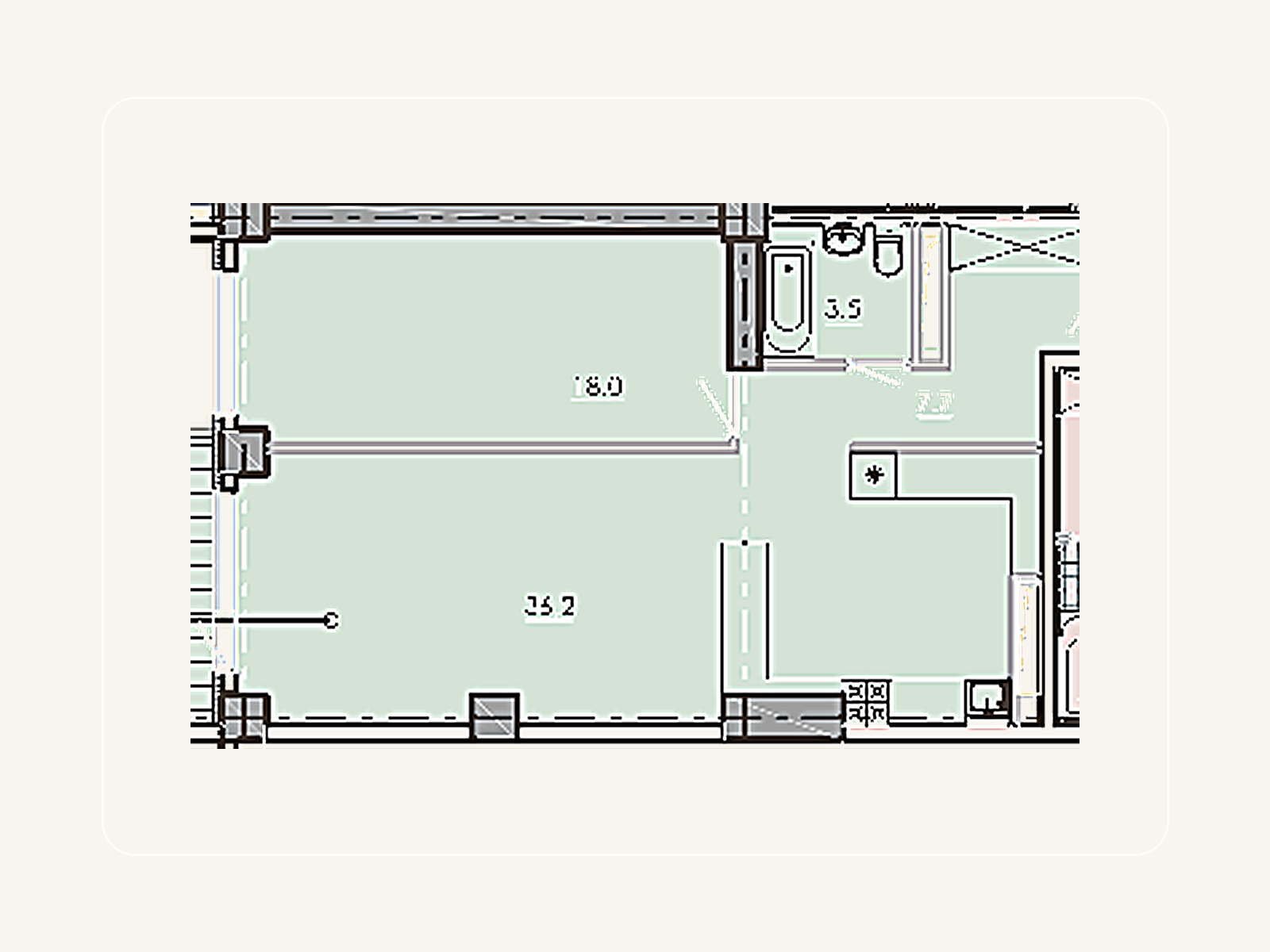 Рендер планировки Просторный евро